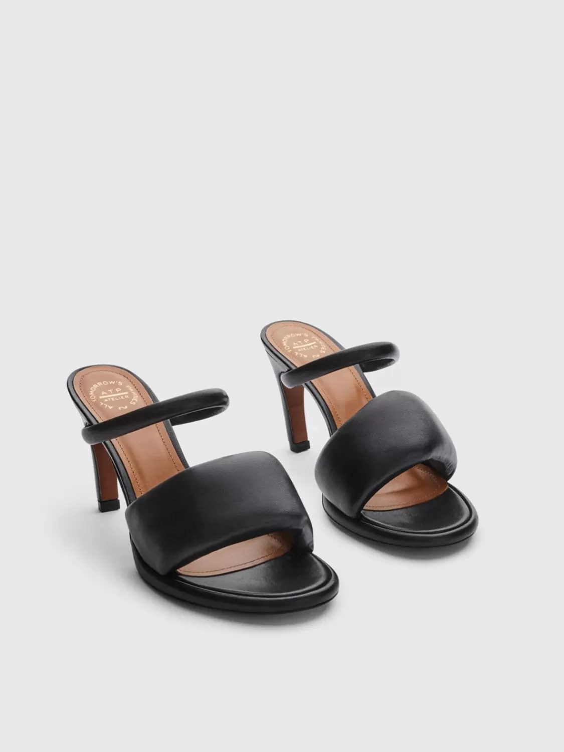 ATP Atelier Agnone Nappa Sandaler Med Klackar Svart New