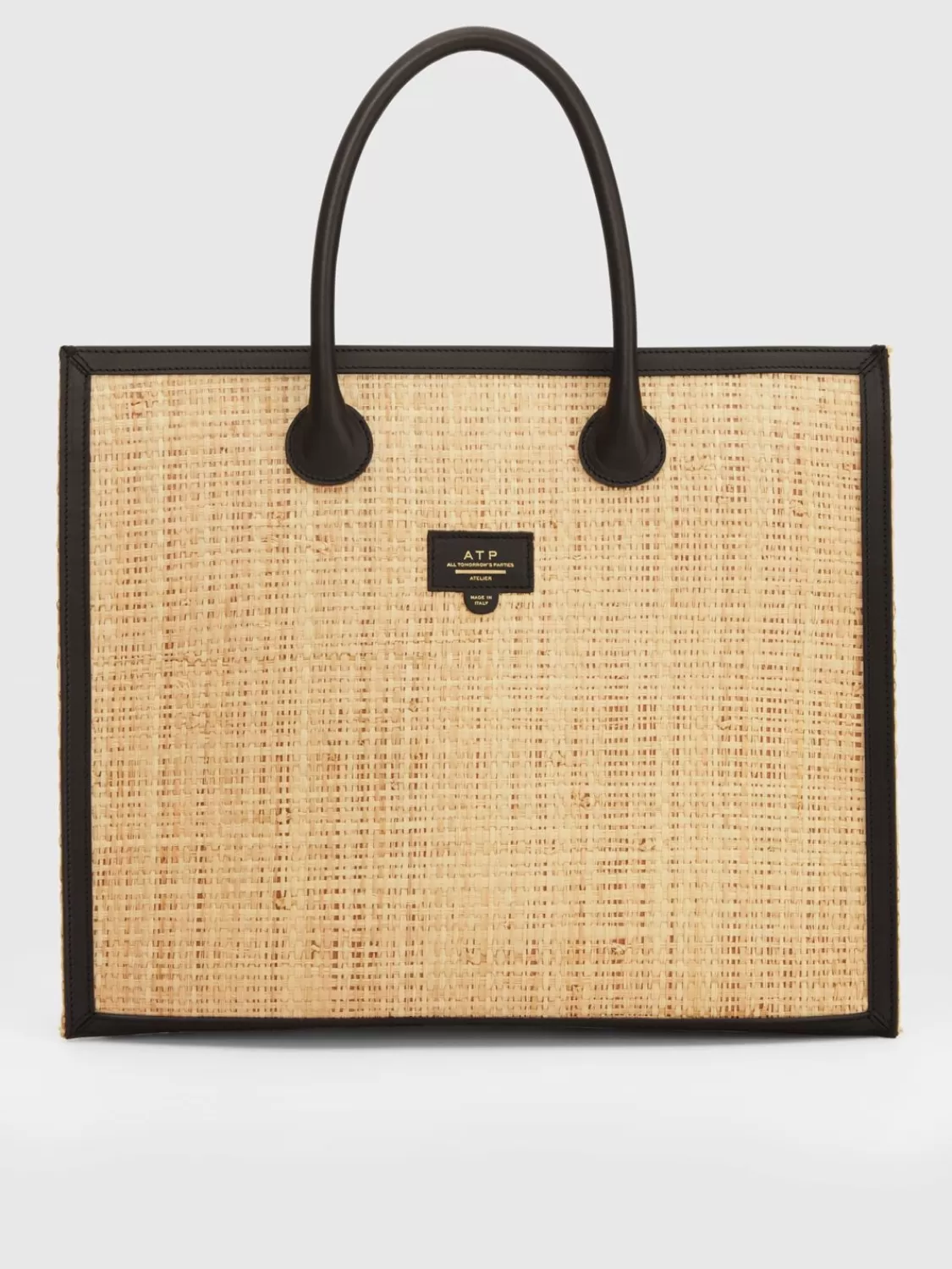 ATP Atelier Alfano Raffia/Lader Bokvaska Natur/Svart Clearance