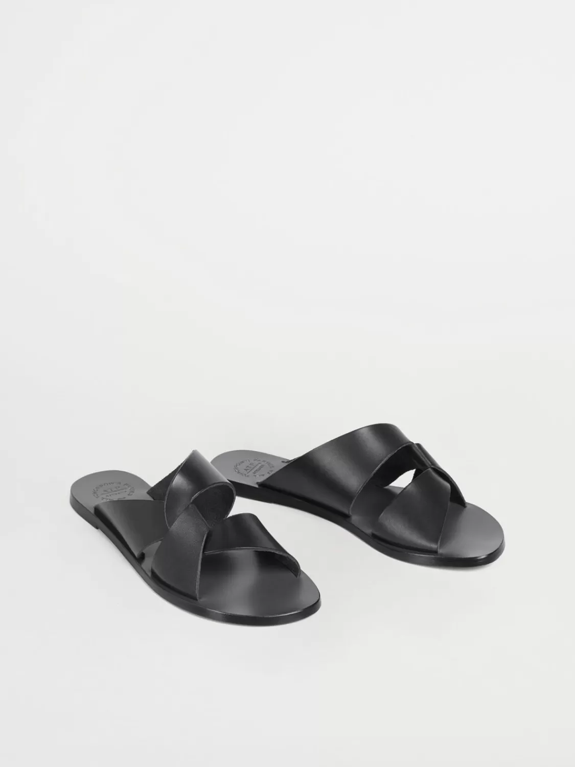 ATP Atelier Allai Lader Platta Sandaler Svart Best Sale