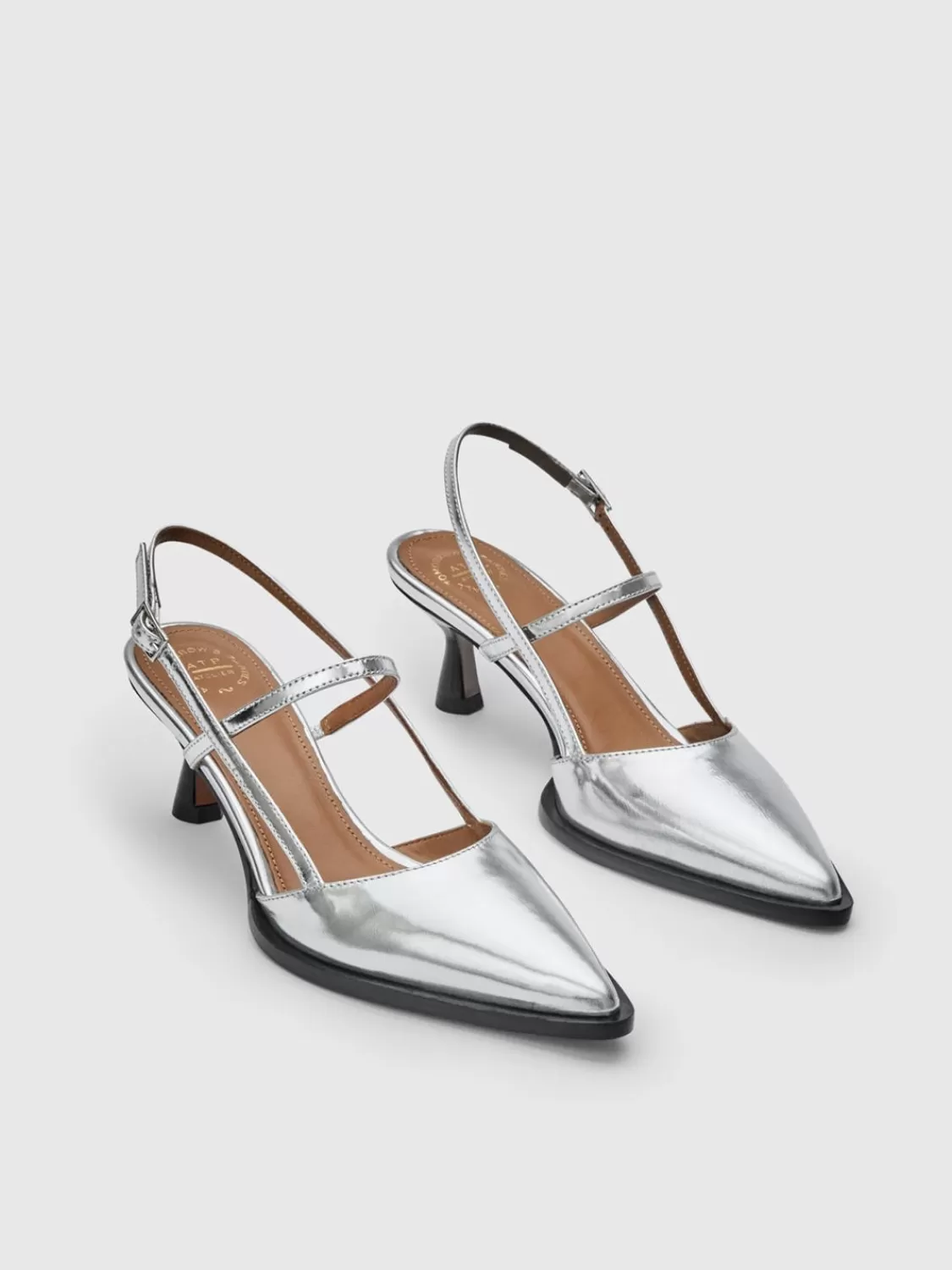 ATP Atelier Dernice Metallic Lader Slingback Silver Flash Sale