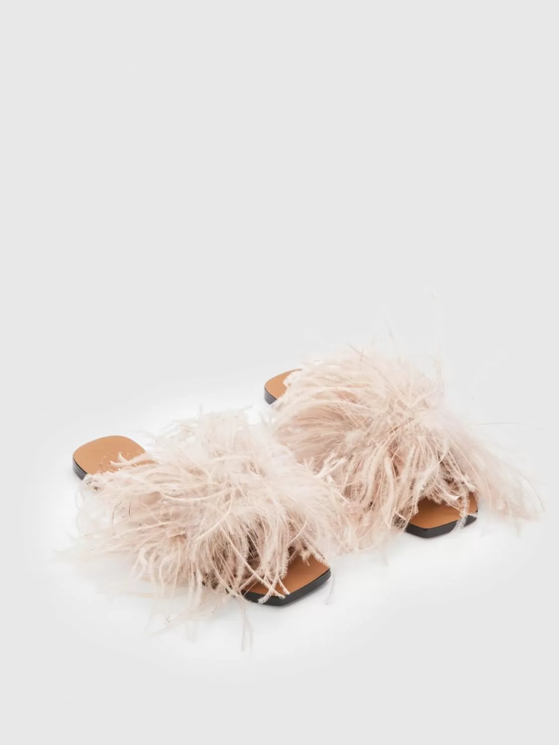 ATP Atelier Farro Fjadrar/Lader Platta Sandaler Kalksten Fashion