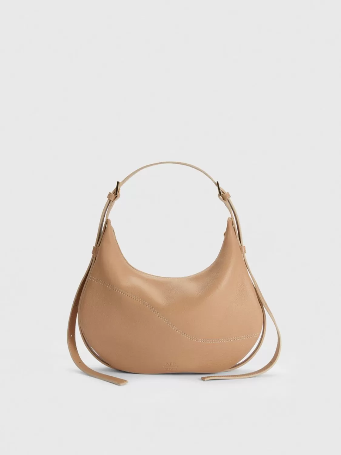 ATP Atelier Liveri Grained Leather Small Hobo Bag Nocciola/Kontrastsom Sale