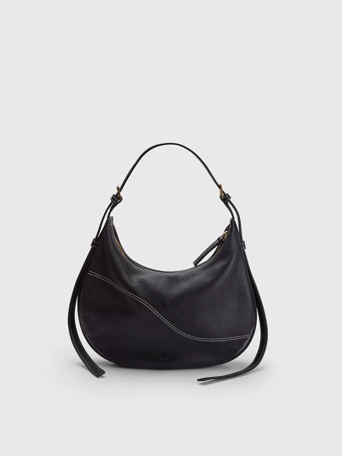 ATP Atelier Liveri Grained Leather Small Hobo Bag Svart/Kontrastsom Store