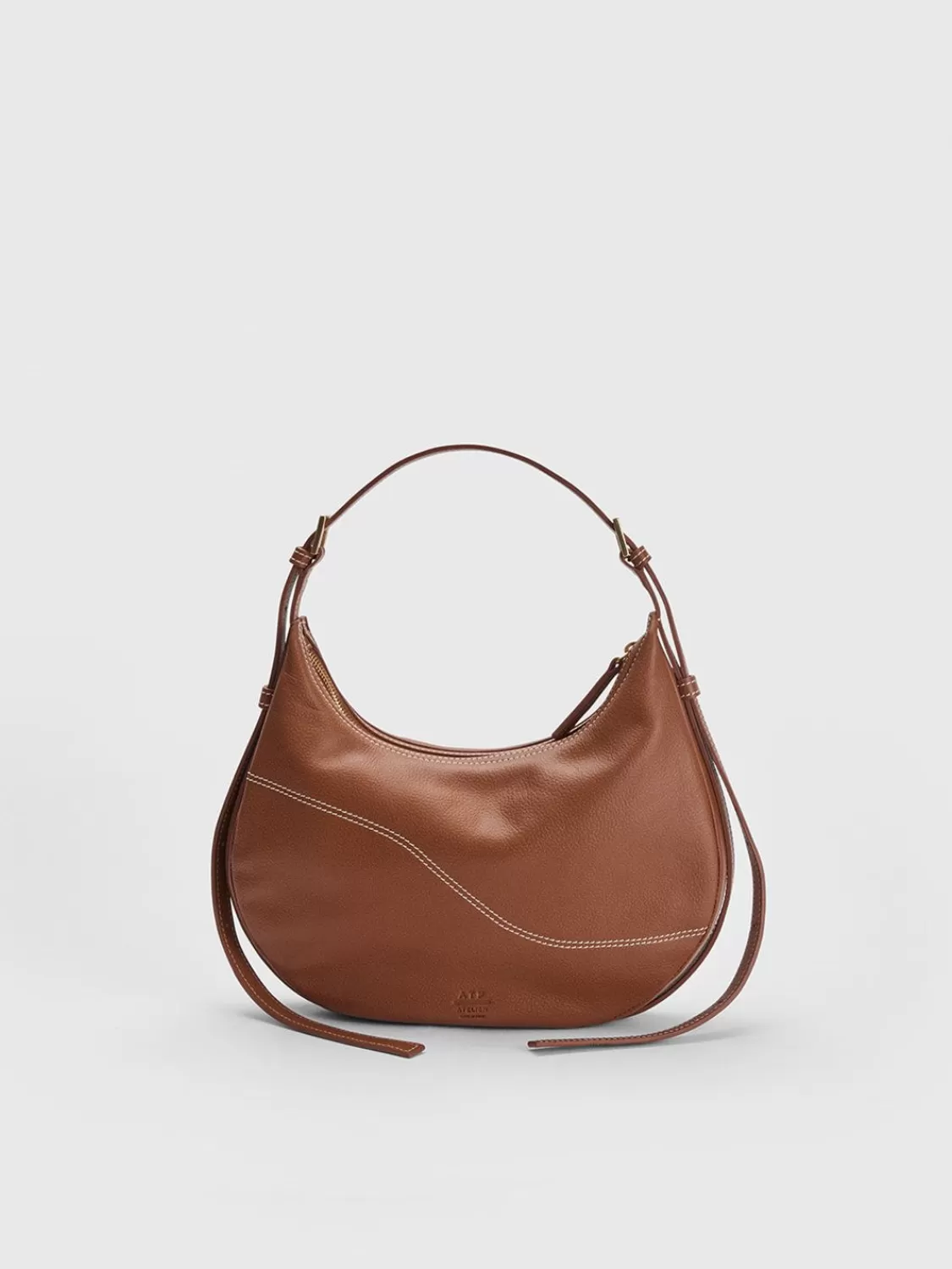 ATP Atelier Liveri Grained Leather Small Hobo Bag Brandy/Kontrastsom Discount
