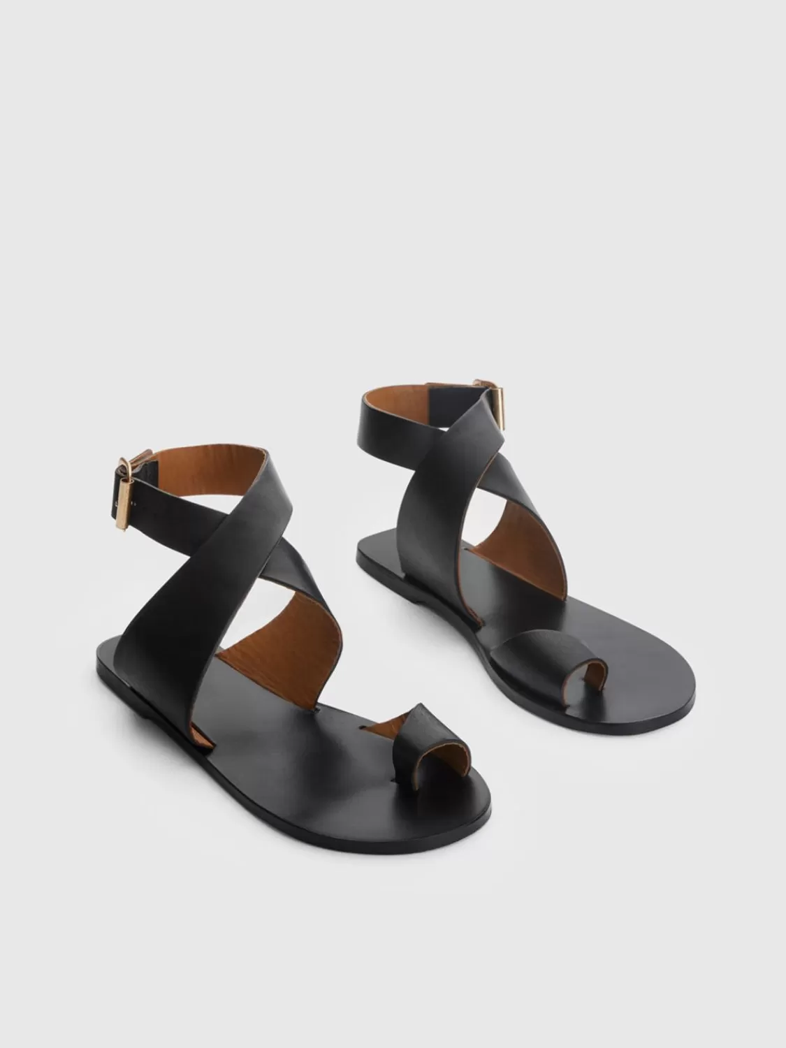 ATP Atelier Montagano Lader Platta Sandaler Svart Cheap