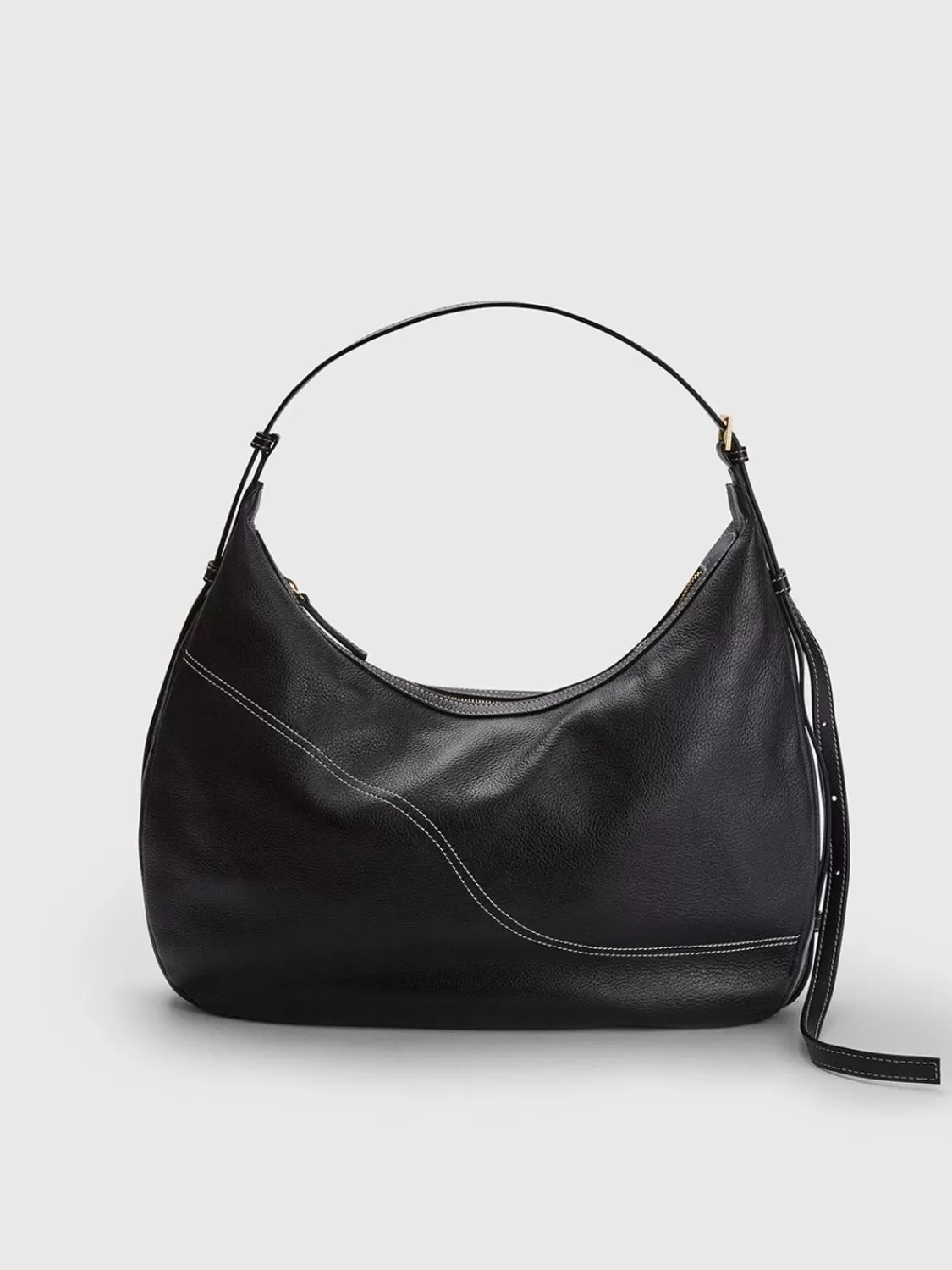 ATP Atelier Potenza Grained Leather Large Hobo Bag Svart/Kontrastsom Discount