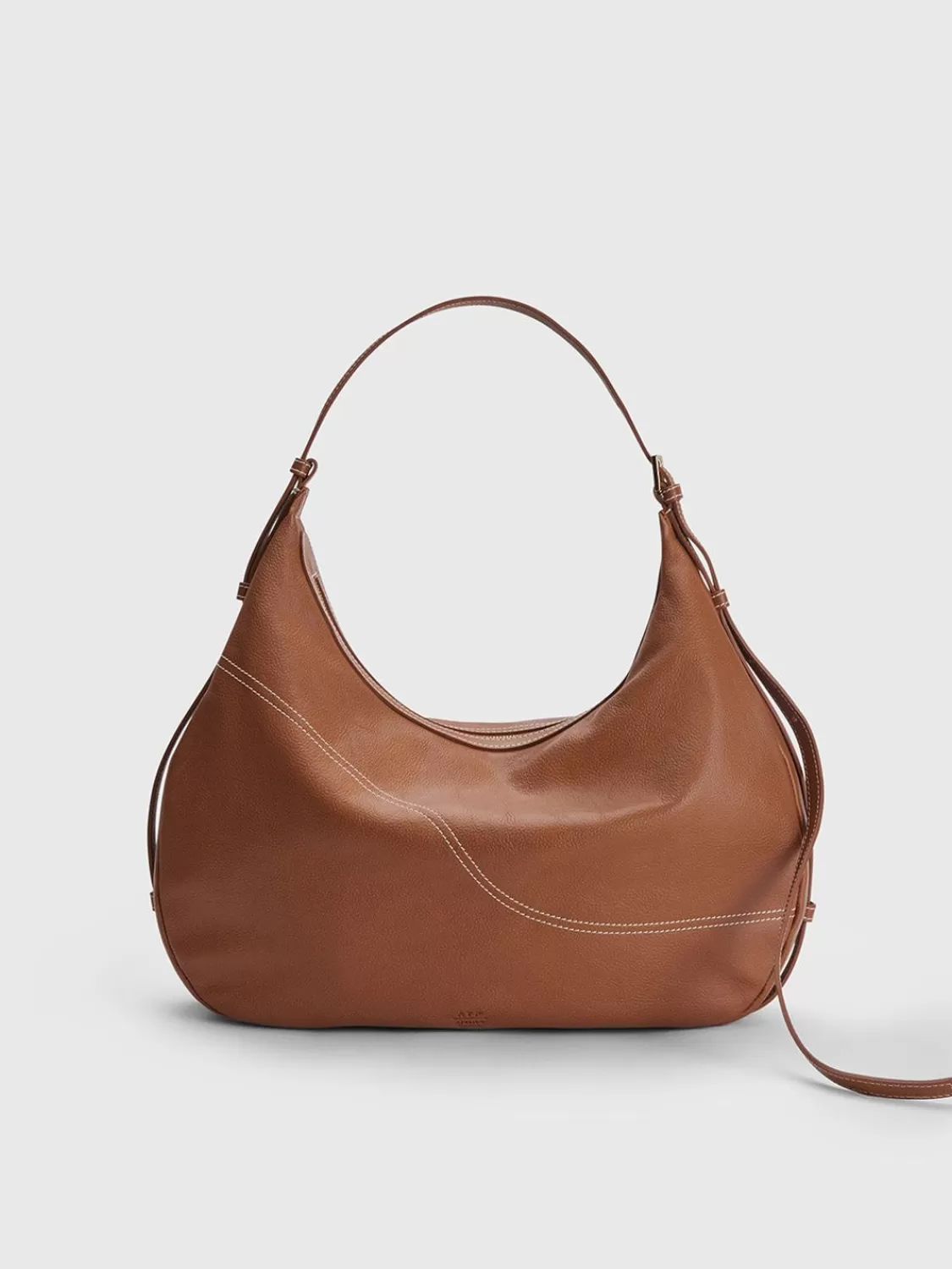 ATP Atelier Potenza Grained Leather Large Hobo Bag Brandy/Kontrastsom Clearance