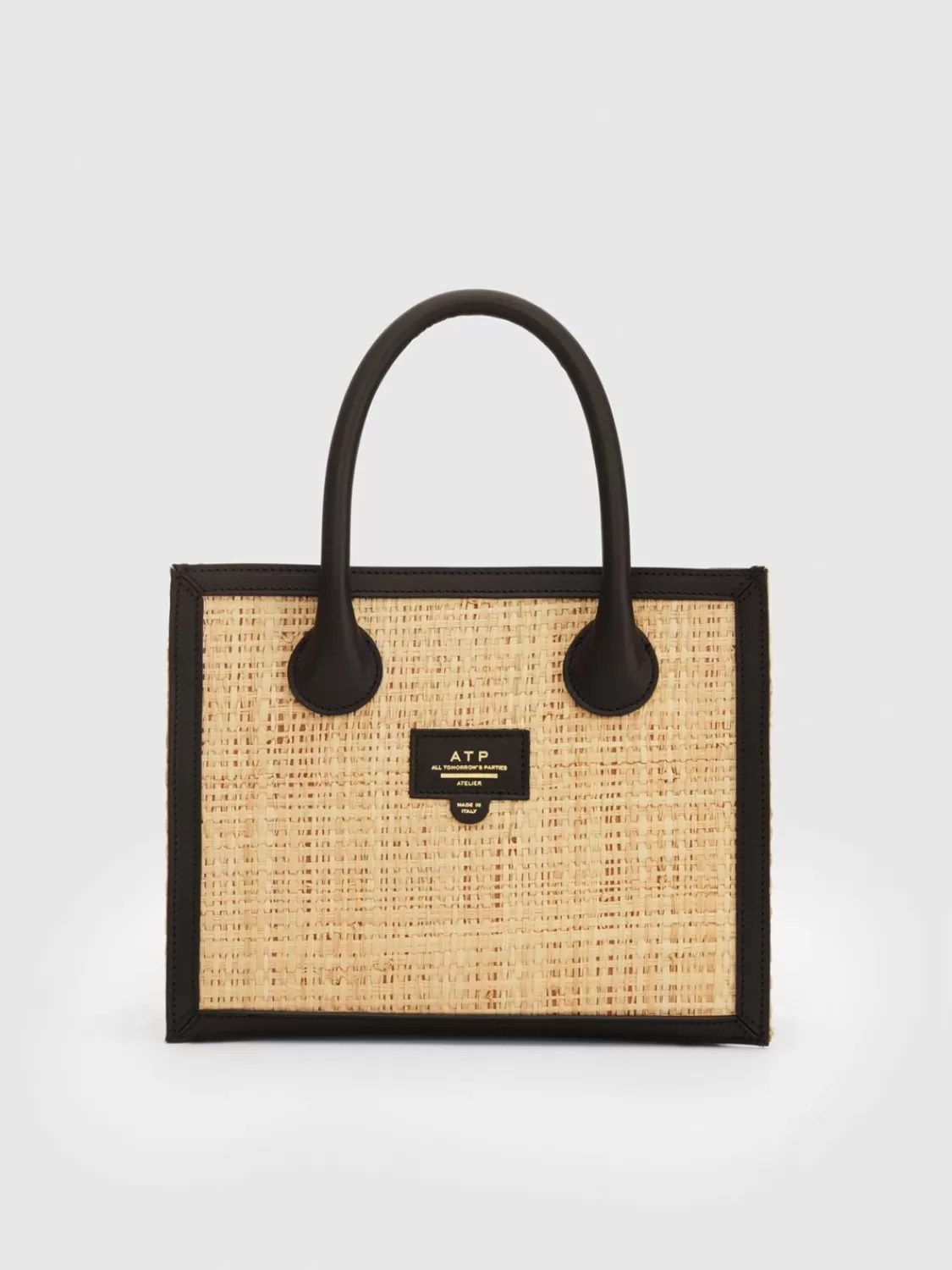 ATP Atelier Scario Raffia/Minihandvaska I Lader Natur/Svart Cheap