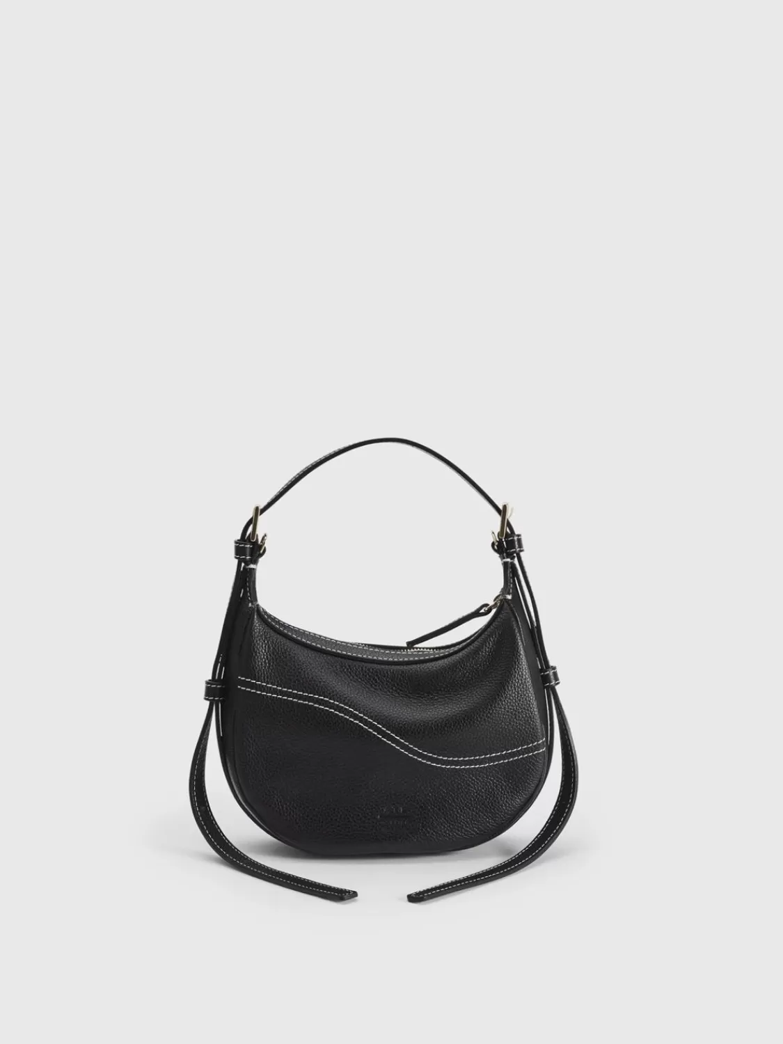 ATP Atelier Silea Grained Leather Mini Hobo Bag Svart/Kontrastsom Cheap