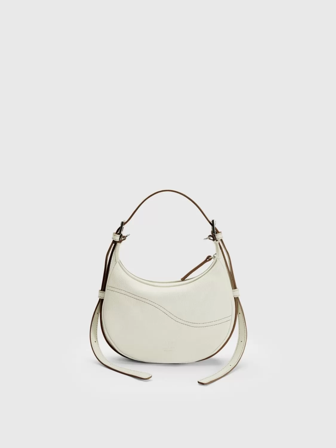 ATP Atelier Silea Grained Leather Mini Hobo Bag Bianco/Kontrastsom Shop