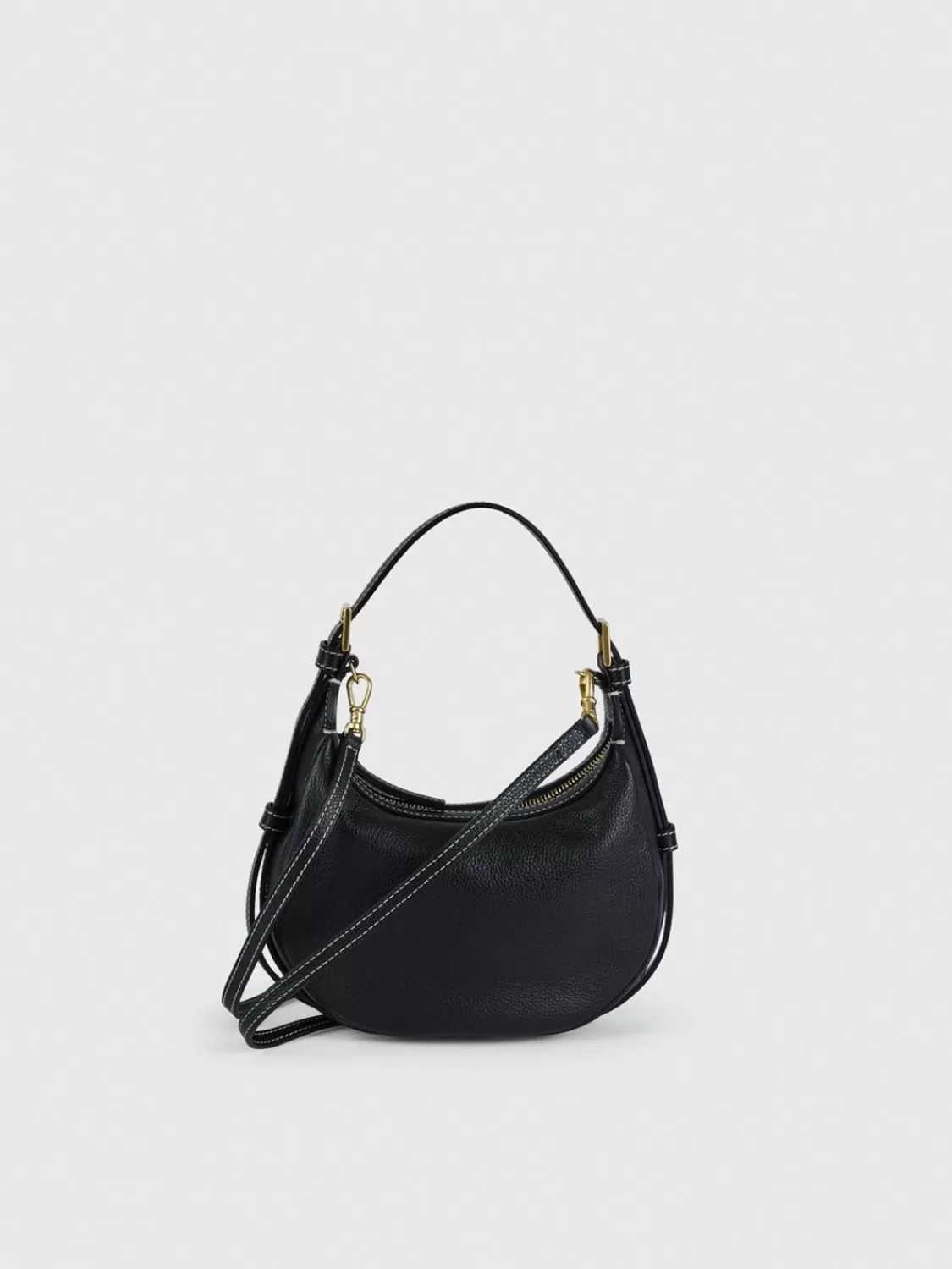 ATP Atelier Silea Grained Leather Mini Hobo Bag Svart/Kontrastsom Cheap