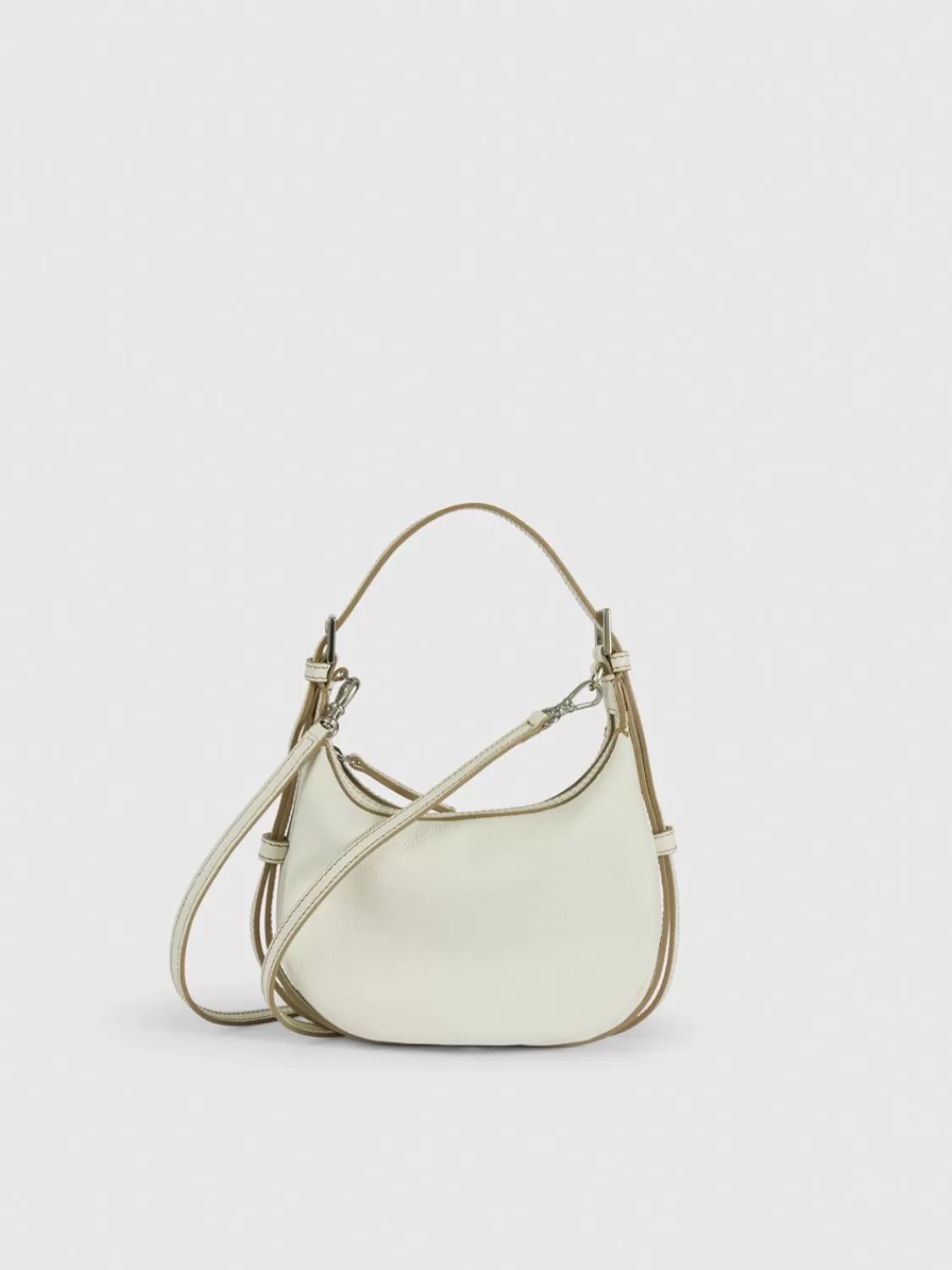 ATP Atelier Silea Grained Leather Mini Hobo Bag Bianco/Kontrastsom Shop